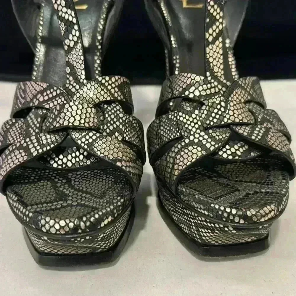 Yves Saint Laurent Tribute Python Print Platforms Size 38.5